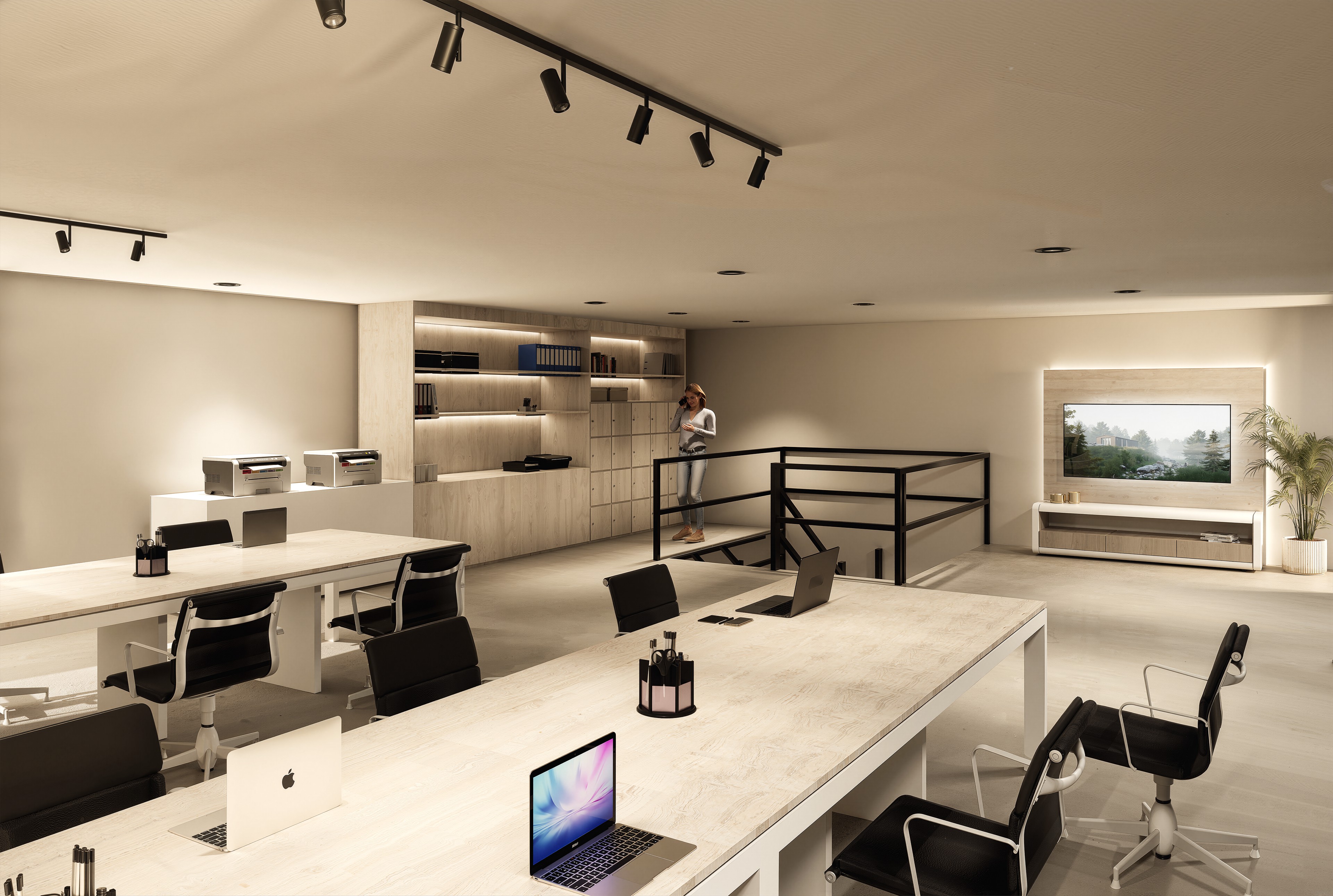 Interior luminoso de un espacio de coworking